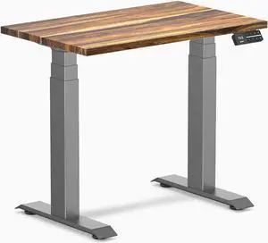 Desky Dual Mini Hardwood Sit Stand Desk - Pheasantwood / 32 x 20 in / Space Gray