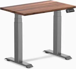 Desky Dual Mini Hardwood Sit Stand Desk - Walnut / 32 x 20 in / Space Gray