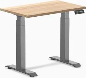 Desky Dual Mini Hardwood Sit Stand Desk - White Ash / 32 x 20 in / Space Gray