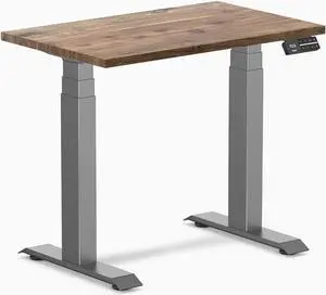Desky Dual Mini Hardwood Sit Stand Desk - Natural Walnut  / 32 x 20 in / Space Gray