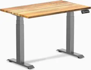 Desky Dual Mini Hardwood Sit Stand Desk - Teak / 40 x 24 in / Space Gray
