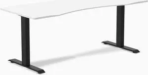 Desky Zero Ergo Edge Office Desk - White / 72 x 30 in / Matte Black