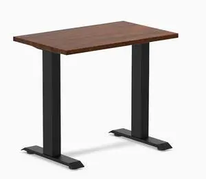 Desky Zero Mini Rubberwood Office Desk - Red Walnut / 32 x 20 in / Matte Black