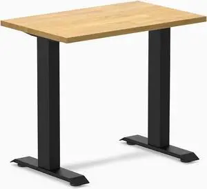 Desky Zero Mini Rubberwood Office Desk - Light Oak / 32 x 20 in / Matte Black