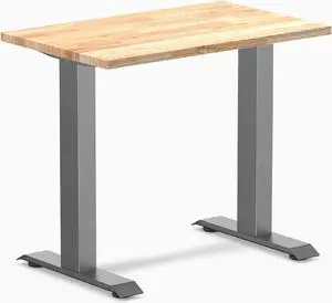Desky Zero Mini Rubberwood Office Desk - Natural / 32 x 20 in / Space Gray