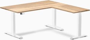 Desky Hardwood L-Shape Sit Stand Desk - White Oak / 60 x 30 x 62 x 20 in / White