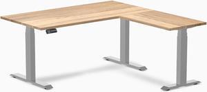Desky Hardwood L-Shape Sit Stand Desk - White Oak / 60 x 30 x 62 x 20 in / Gray