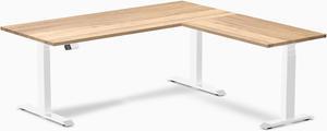 Desky Hardwood L-Shape Sit Stand Desk - White Oak / 72 x 30 x 70 x 24 in / White