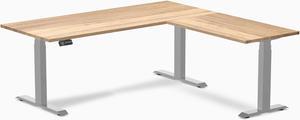 Desky Hardwood L-Shape Sit Stand Desk - White Oak / 72 x 30 x 70 x 24 in / Gray