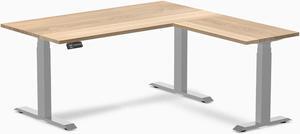 Desky Hardwood L-Shape Sit Stand Desk - White Ash / 60 x 30 x 62 x 20 in / Gray