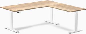 Desky Hardwood L-Shape Sit Stand Desk - White Ash / 72 x 30 x 70 x 24 in / White