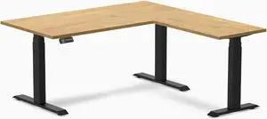 Desky Rubberwood L-Shape Sit Stand Desk - Light Oak / 60 x 30 x 62 x 20 in / Matte Black Desky Rubberwood L-Shape Sit Stand Desk - Light Oak / 60 x 30 x 62 x 20 in / Matte Black