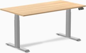 Desky Dual Laminate Sit Stand Desk - Sublime Teak  / 59.1 x 29.5 in / Grey