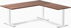 Desky Zero Hardwood L-Shape Office Desk - Walnut / 72 x 30 x 70 x 24 in / White