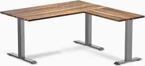 Desky Zero Hardwood L-Shape Office Desk - Pheasantwood / 60 x 30 x 62 x 20 in / Space Gray