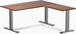 Desky Zero Hardwood L-Shape Office Desk - Walnut / 60 x 30 x 62 x 20 in / Space Gray