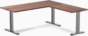 Desky Zero Hardwood L-Shape Office Desk - Walnut / 72 x 30 x 70 x 24 in / Space Gray