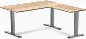 Desky Zero Hardwood L-Shape Office Desk - White Ash / 60 x 30 x 62 x 20 in / Space Gray