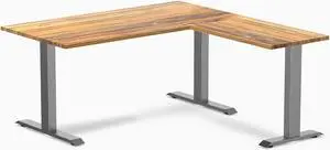 Desky Zero Hardwood L-Shape Office Desk - Teak / 60 x 30 x 62 x 20 in / Space Gray