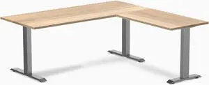 Desky Zero Hardwood L-Shape Office Desk - White Ash / 72 x 30 x 70 x 24 in / Space Gray