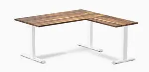 Desky Zero Hardwood L-Shape Office Desk - Pheasantwood / 60 x 30 x 62 x 20 in / White