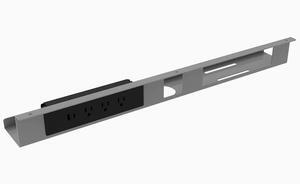 Desky Mini Cable & Power Tray - Gray / 3 Plugs + 1 x USB-C + 1 x USB