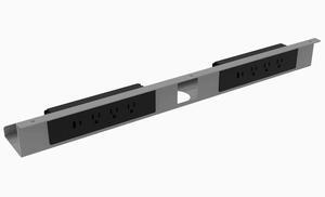 Desky Mini Cable & Power Tray - Gray / 6 Plugs + 2 x USB-C + 2 x USB