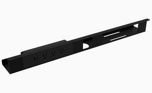 Desky Mini Cable & Power Tray - Black / 3 Plugs + 1 x USB-C + 1 x USB