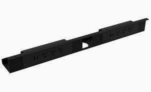 Desky Mini Cable & Power Tray - Black / 6 Plugs + 2 x USB-C + 2 x USB
