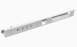 Desky Mini Cable & Power Tray - White / 3 Plugs + 1 x USB-C + 1 x USB