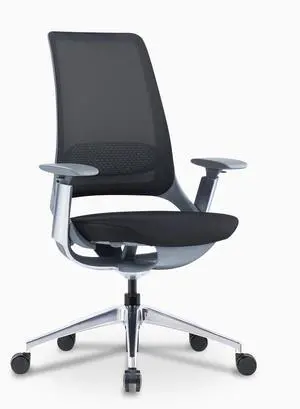 Desky Pulse Supportive Desk Chair - Black / Polished Aluminium / No Headrest