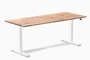 Desky Dual Softwood Sit Stand Desk - Acacia / 72 x 30 in / White