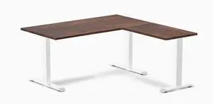 Desky Zero Softwood L-Shape Office Desk - American Rustic Pine / 60 x 30 x 62 x 20 in / White