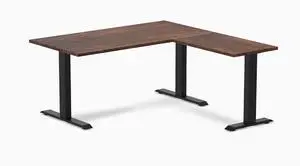 Desky Zero Softwood L-Shape Office Desk - American Rustic Pine / 60 x 30 x 62 x 20 in / Matte Black
