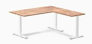 Desky Zero Softwood L-Shape Office Desk - Acacia / 60 x 30 x 62 x 20 in / White