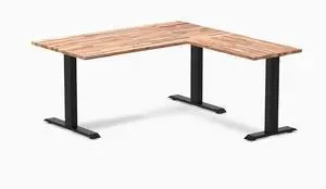 Desky Zero Softwood L-Shape Office Desk - Acacia / 60 x 30 x 62 x 20 in / Matte Black