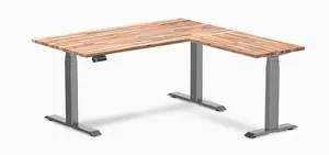 Desky Softwood L-Shape Sit Stand Desk - Acacia / 60 x 30 x 62 x 20 in / Space Gray