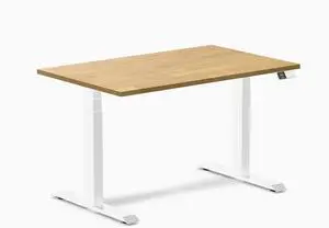 Desky Dual Rubberwood Sit Stand Desk - Light Oak / 48 x 30 in / White