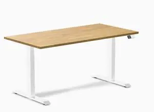 Desky Dual Rubberwood Sit Stand Desk - Light Oak / 60 x 30 in / White