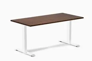 Desky Zero Rubberwood Office Desk - Walnut / 60 x 30 in / White Desky Zero Rubberwood Office Desk - Walnut / 60 x 30 in / White