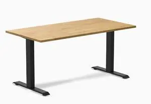 Desky Zero Rubberwood Office Desk - Light Oak / 60 x 30 in / Matte Black