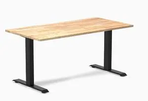 Desky Zero Rubberwood Office Desk - Natural Timber / 60 x 30 in / Matte Black