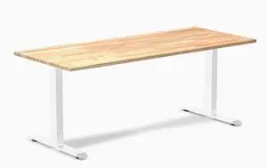 Desky Zero Rubberwood Office Desk - Natural Timber / 72 x 30 in / White