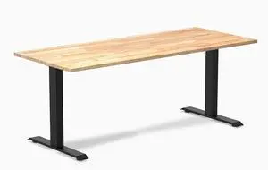 Desky Zero Rubberwood Office Desk - Natural Timber / 72 x 30 in / Matte Black