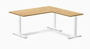 Desky Zero Rubberwood L-Shape Office Desk - Light Oak / 60 x 30 x 62 x 20 in / White