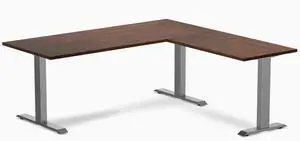Desky Zero Rubberwood L-Shape Office Desk - Red Walnut / 72 x 30 x 70 x 24 in / Space Gray