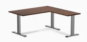 Desky Zero Rubberwood L-Shape Office Desk - Red Walnut / 60 x 30 x 62 x 20 in / Space Gray