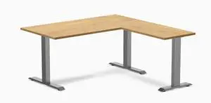 Desky Zero Rubberwood L-Shape Office Desk - Light Oak / 60 x 30 x 62 x 20 in / Space Gray