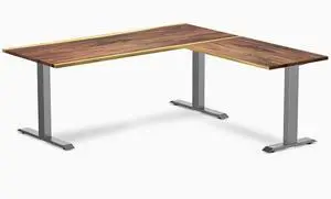 Desky Zero Hardwood L-Shape Office Desk - Saman / 72 x 30 x 70 x 24 in / Space Gray