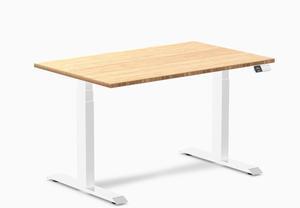 Desky Dual Bamboo Sit Stand Desk - Bamboo / 48 x 30 in / White